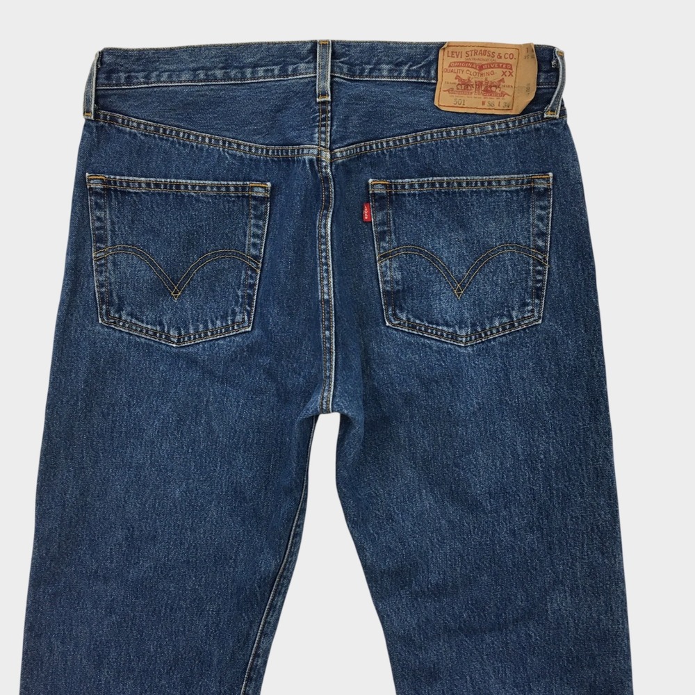 VINTAGE Levis 501 Y2K Jeans Mens 36x34 Blue Denim Straight Leg Button Fly